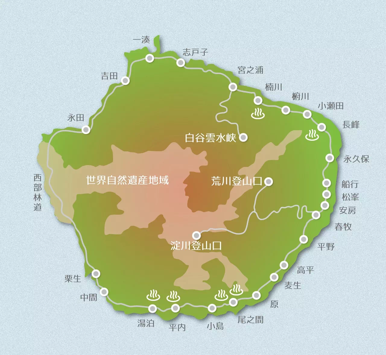 屋久島の平地エリアマップ